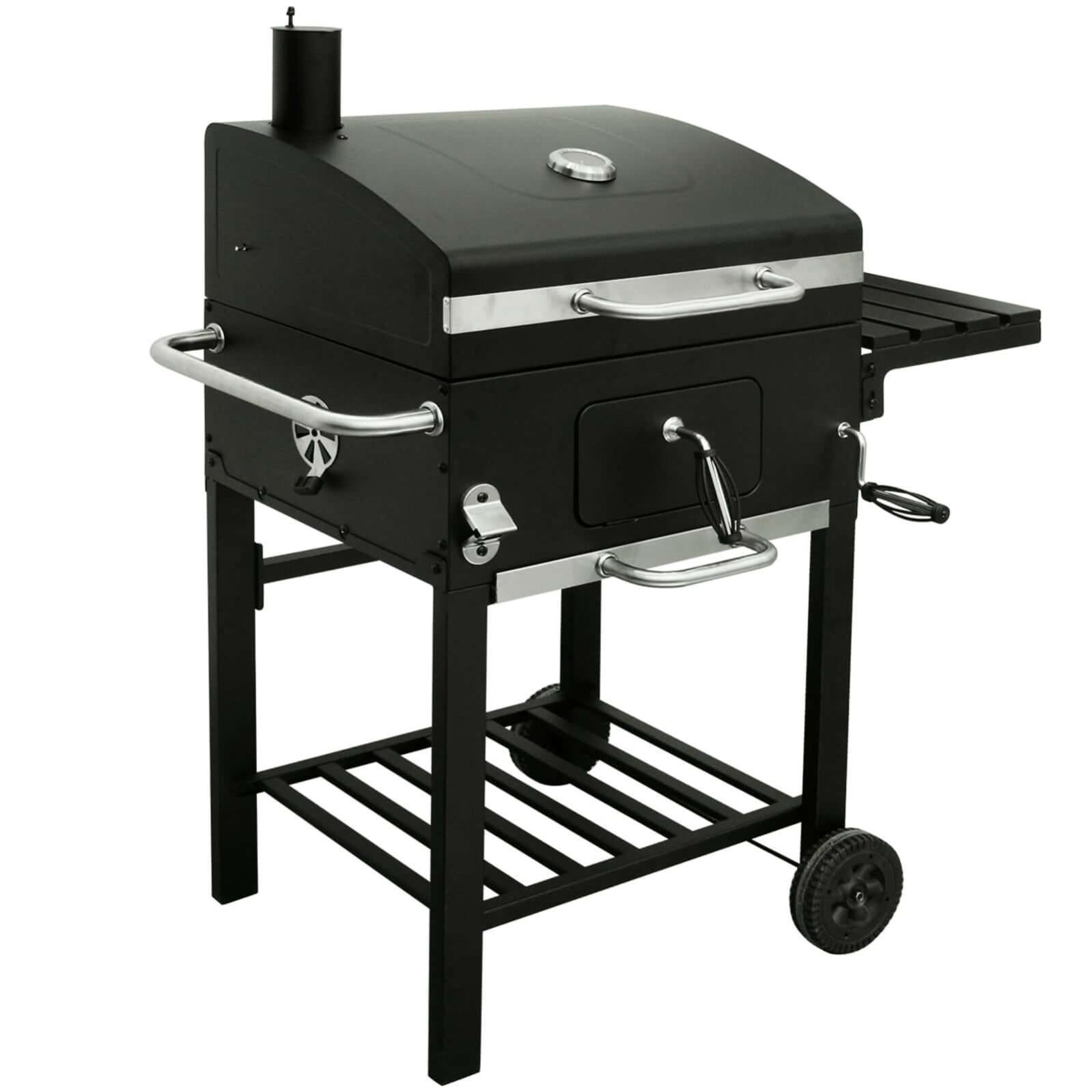 Barbecue a carbonella e legna con forno tocoa, 2 griglie di cottura in acciaio inox 91,4x28 cm, 2 griglie per carbonella, appoggio laterale con indicatore di temperatura