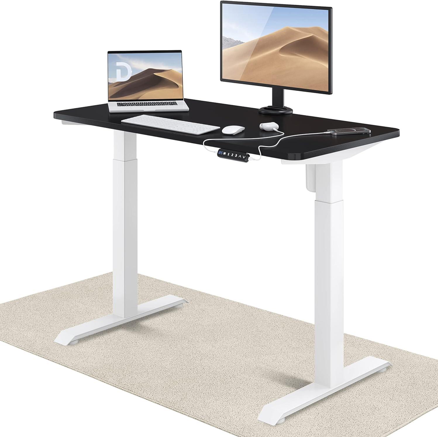 Bureau Assis-Debout Électrique Desktronic - 140x70cm - Commande Tactile Avec Mémoires - Ports USB Intégrés - Moteur Double Silencieux