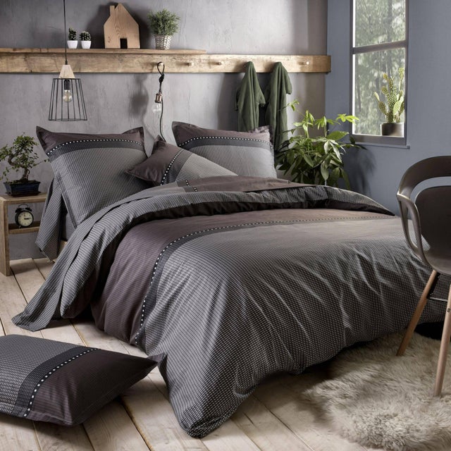 Drap Housse satin de coton Enzo Noir TRADILINGE-140 x 190 cm-