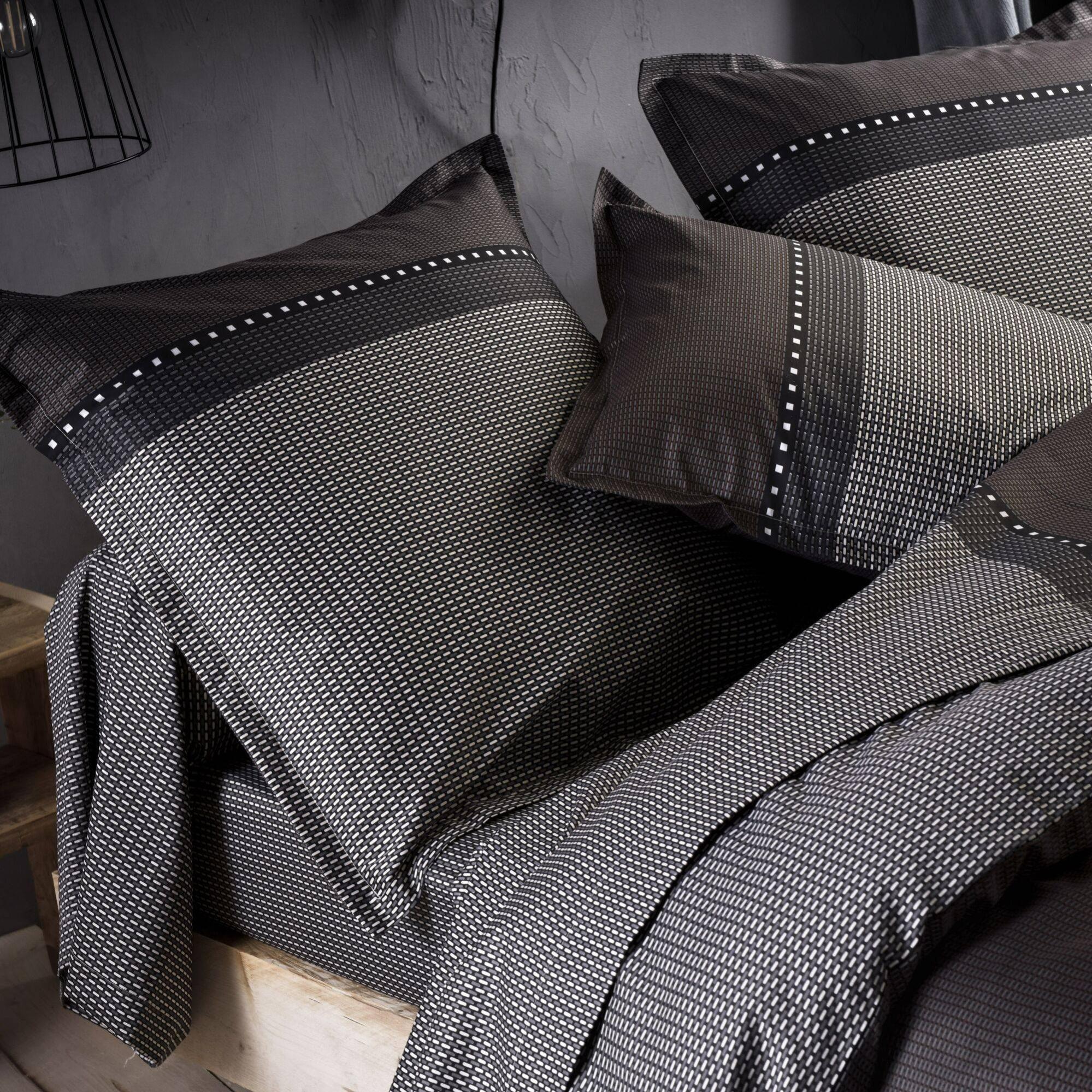 Drap Housse satin de coton Enzo Noir TRADILINGE-140 x 190 cm- - 3