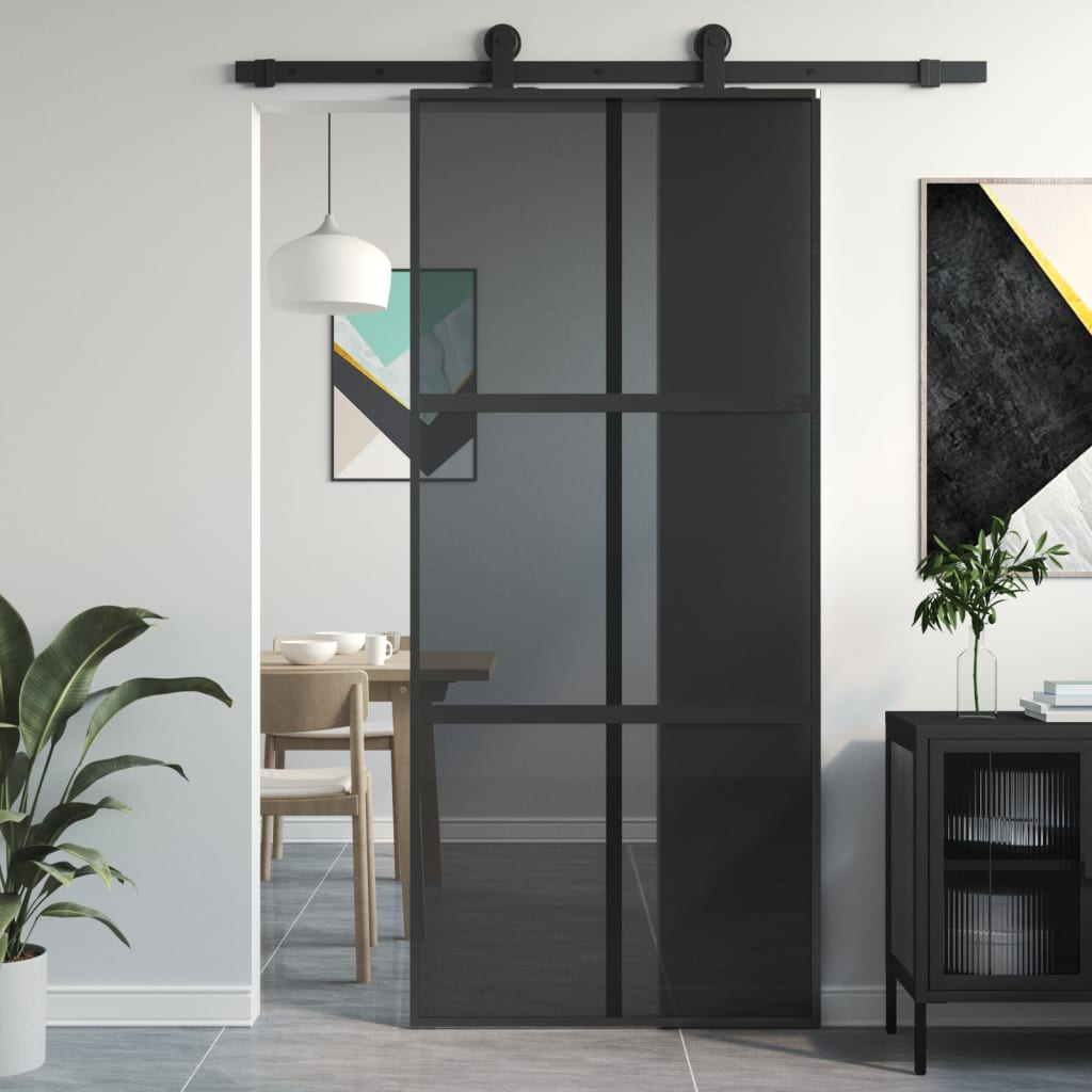Maison Exclusive Puerta corredera ESG vidrio y aluminio 76x205 cm blanco