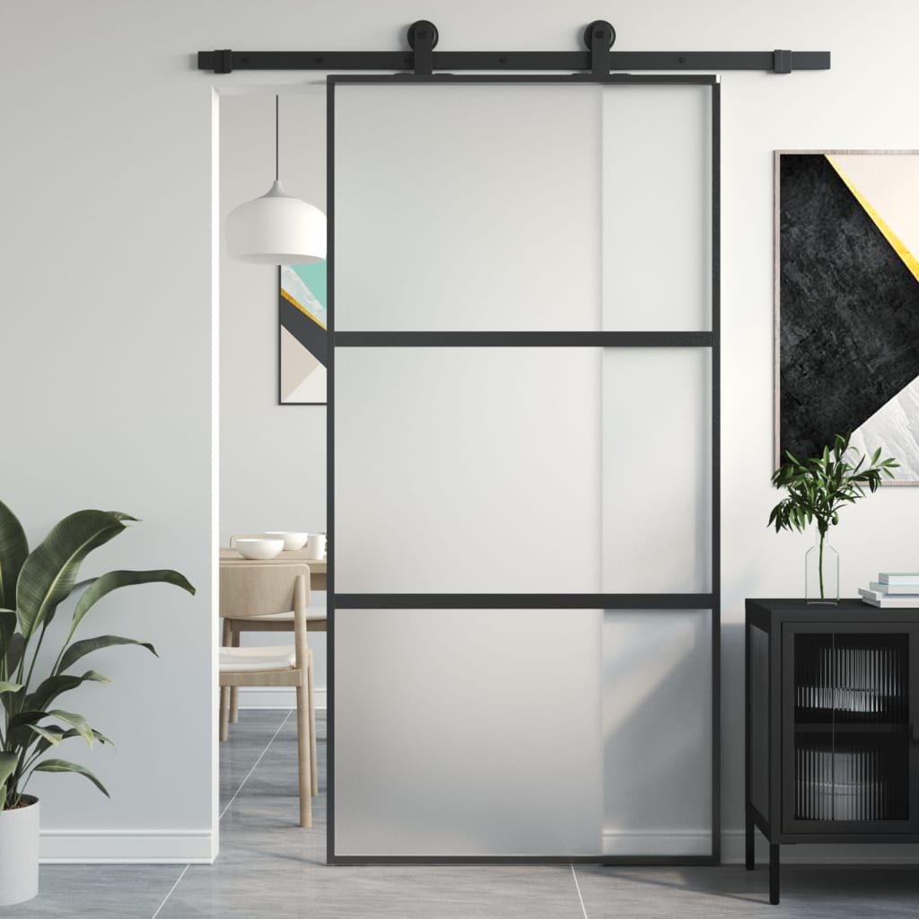 Maison Exclusive - Porta Scorrevole e Kit Montaggio Vetro ESG Alluminio  102x205cm