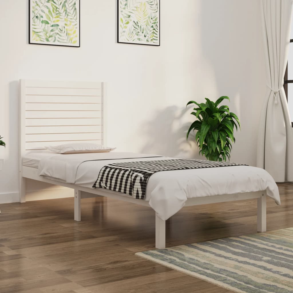 Maison Exclusive Estructura de cama individual madera maciza blanco 90x190  cm