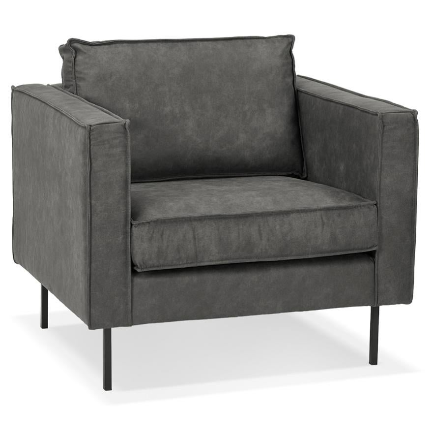 Fauteuil Lounge 1 Place HOMCOM Tissu Lin Gris - Confortable Salon Ou Chambre