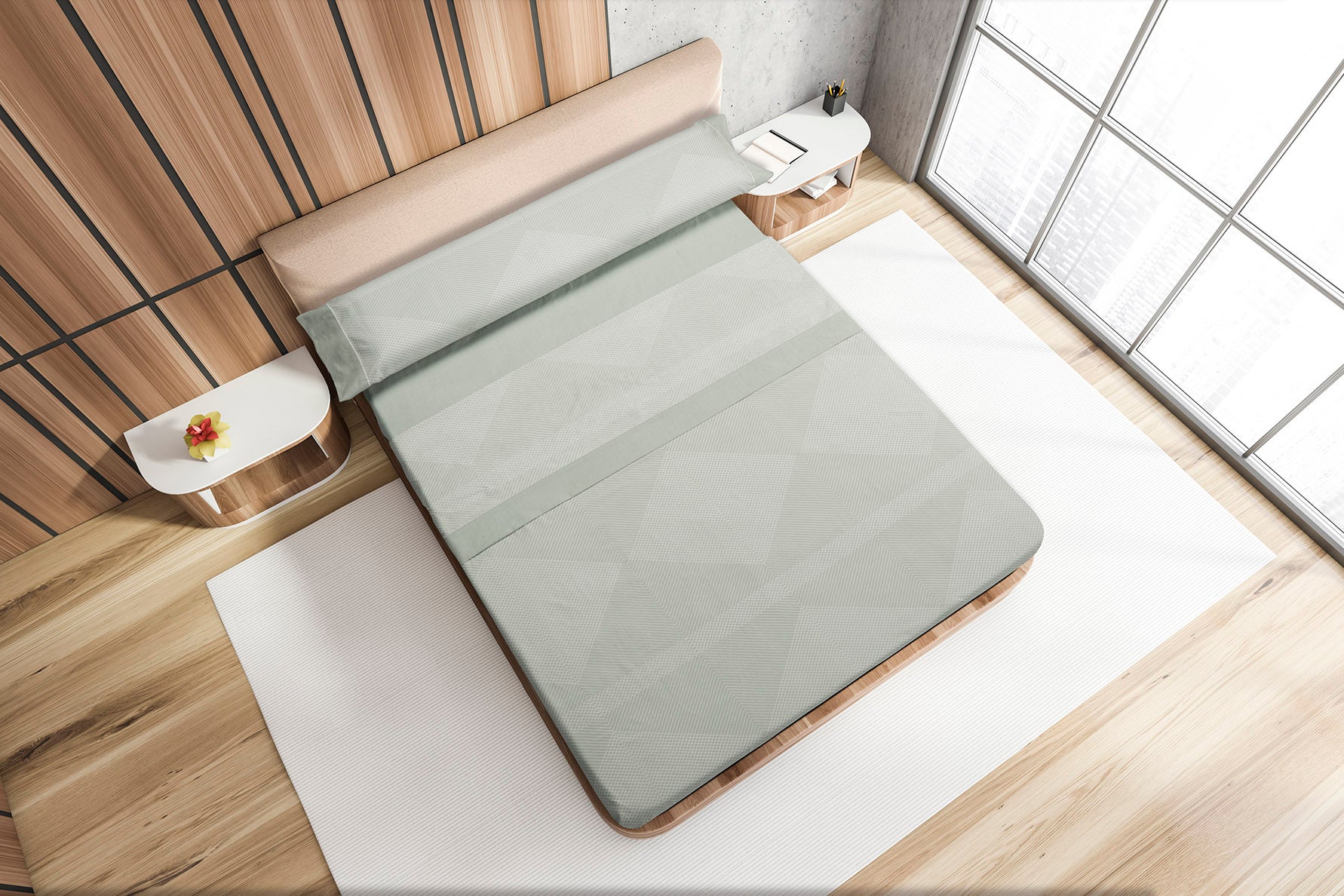 Juego de sabanas 4 piezas polialgodon akita para cama de 160 cm en color gris