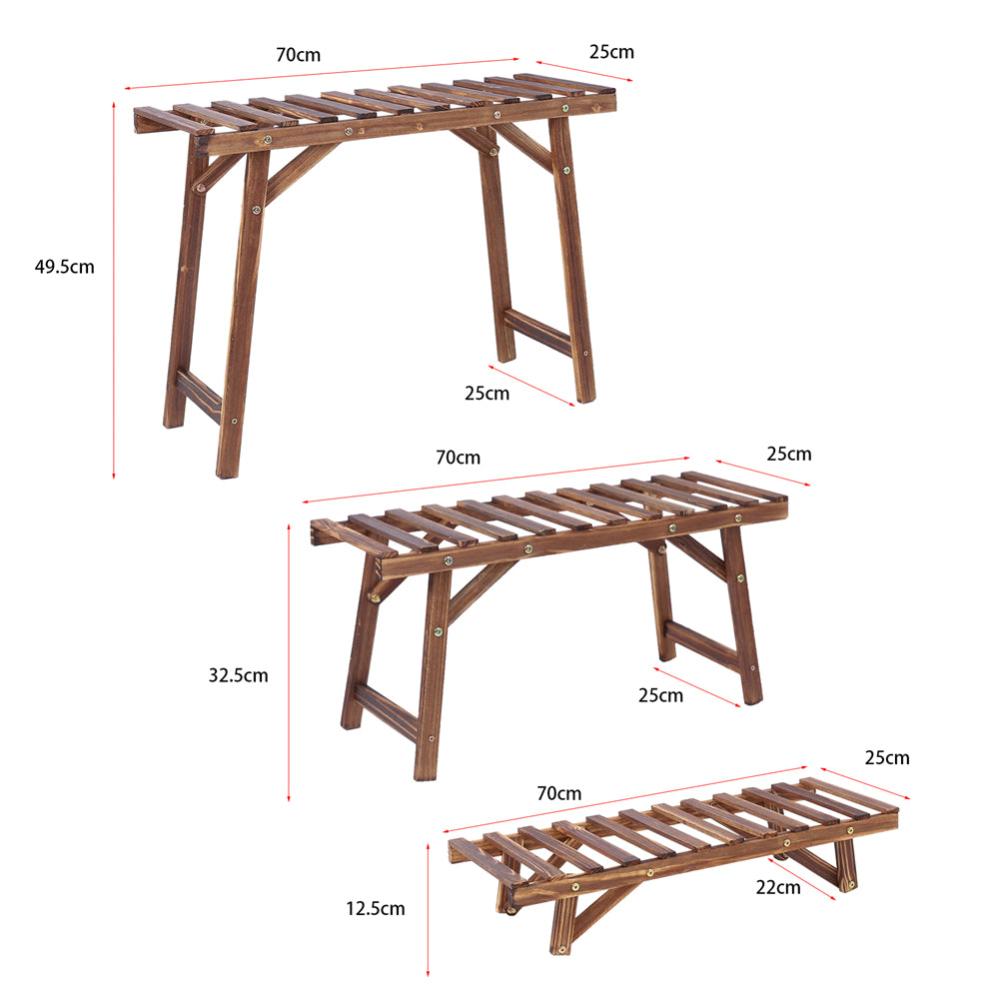 Lot de 3 Porte Plante Extétieur Étagère Plantes Escalier Plantes Bois - 3