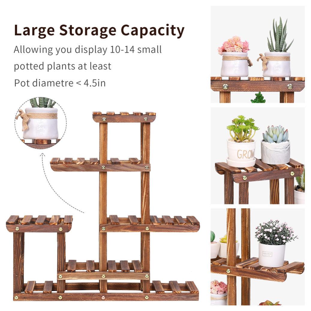 Étagère Plante Balcon Porte Plantes en Bois Massif Support pour Pot de Fleur - 4