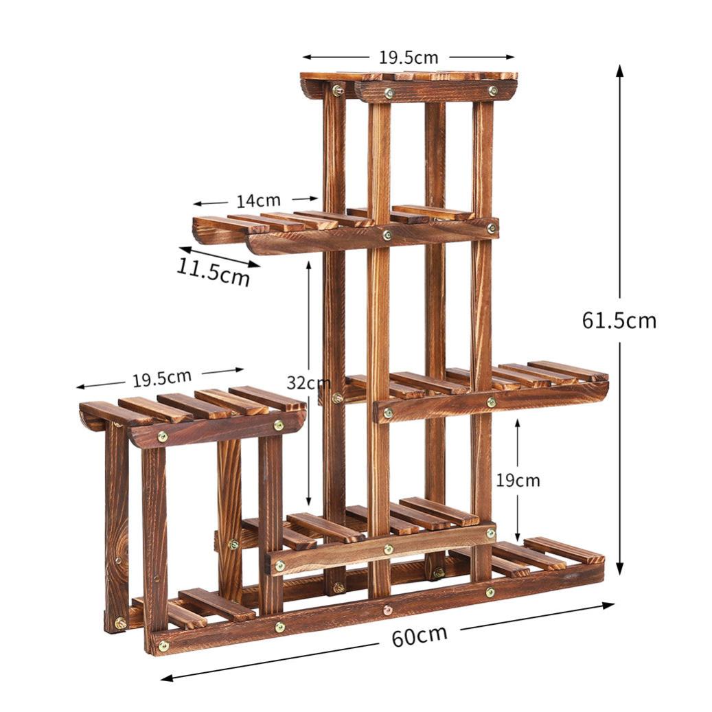Étagère Plante Balcon Porte Plantes en Bois Massif Support pour Pot de Fleur - 3