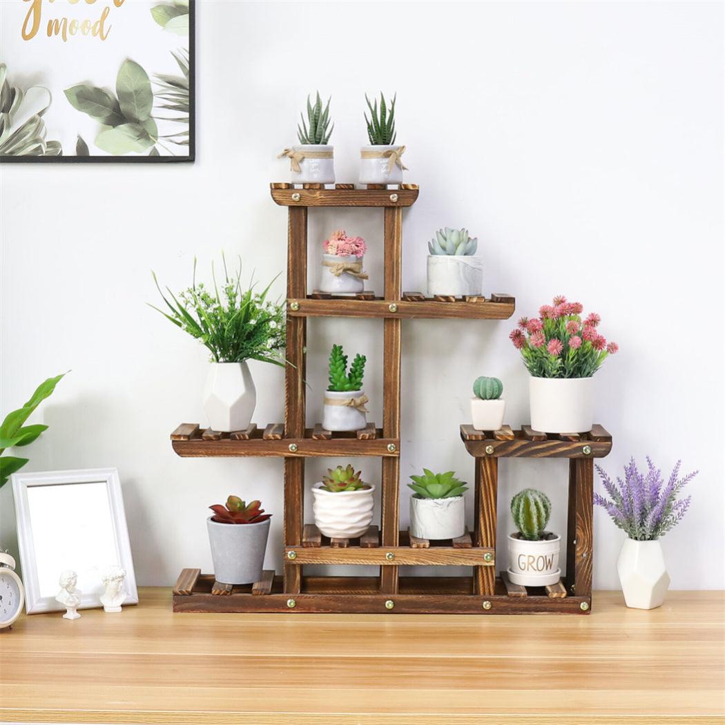 Étagère Plante Balcon Porte Plantes en Bois Massif Support pour Pot de Fleur - 2