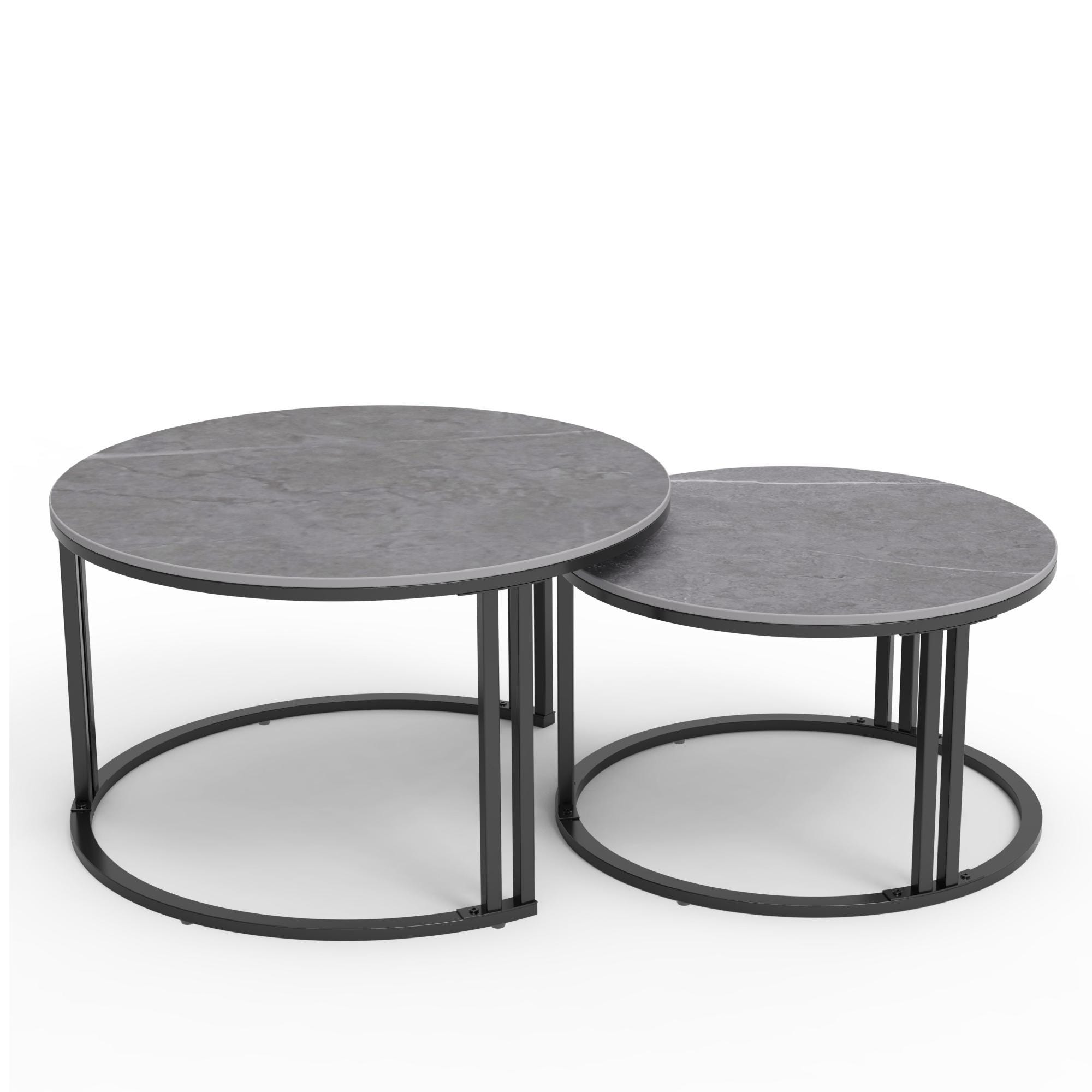 Lot de 2 Tables Basses Gigognes Levanger MDF Bambou [en.casa Lot de 2 Tables Basses Gigognes Levanger MDF Bambou [en.casa