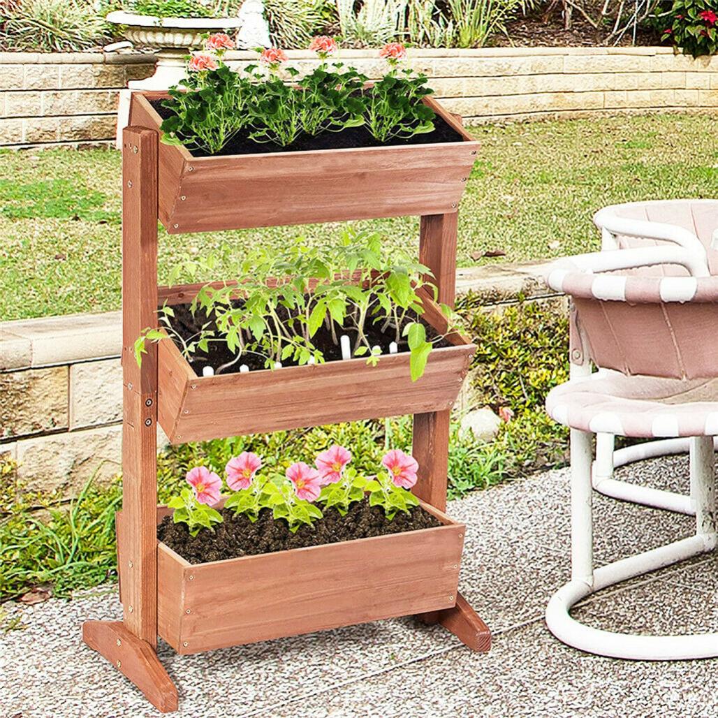 Jardinières Exterieur sur Pied Support de Jardiniere Surélevée Haute Bac à Fleurs Rectangulaire Potager Intérieur - 3