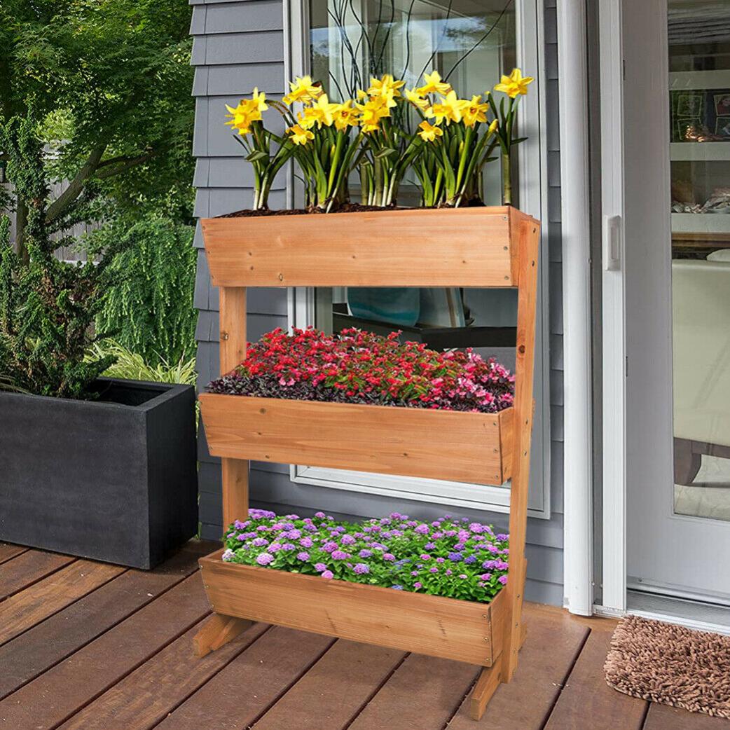 Jardinières Exterieur sur Pied Support de Jardiniere Surélevée Haute Bac à Fleurs Rectangulaire Potager Intérieur - 4