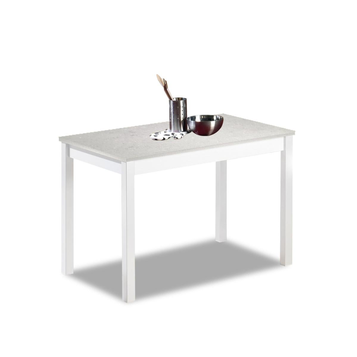 Mesa de cocina fija - 100x60 cm - estructura color aluminio - tapa laminada color niebla