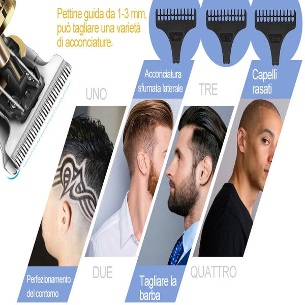 Tagliacapelli Professionale Elettrico Rasoio Regola barba Uomo Impermeabile