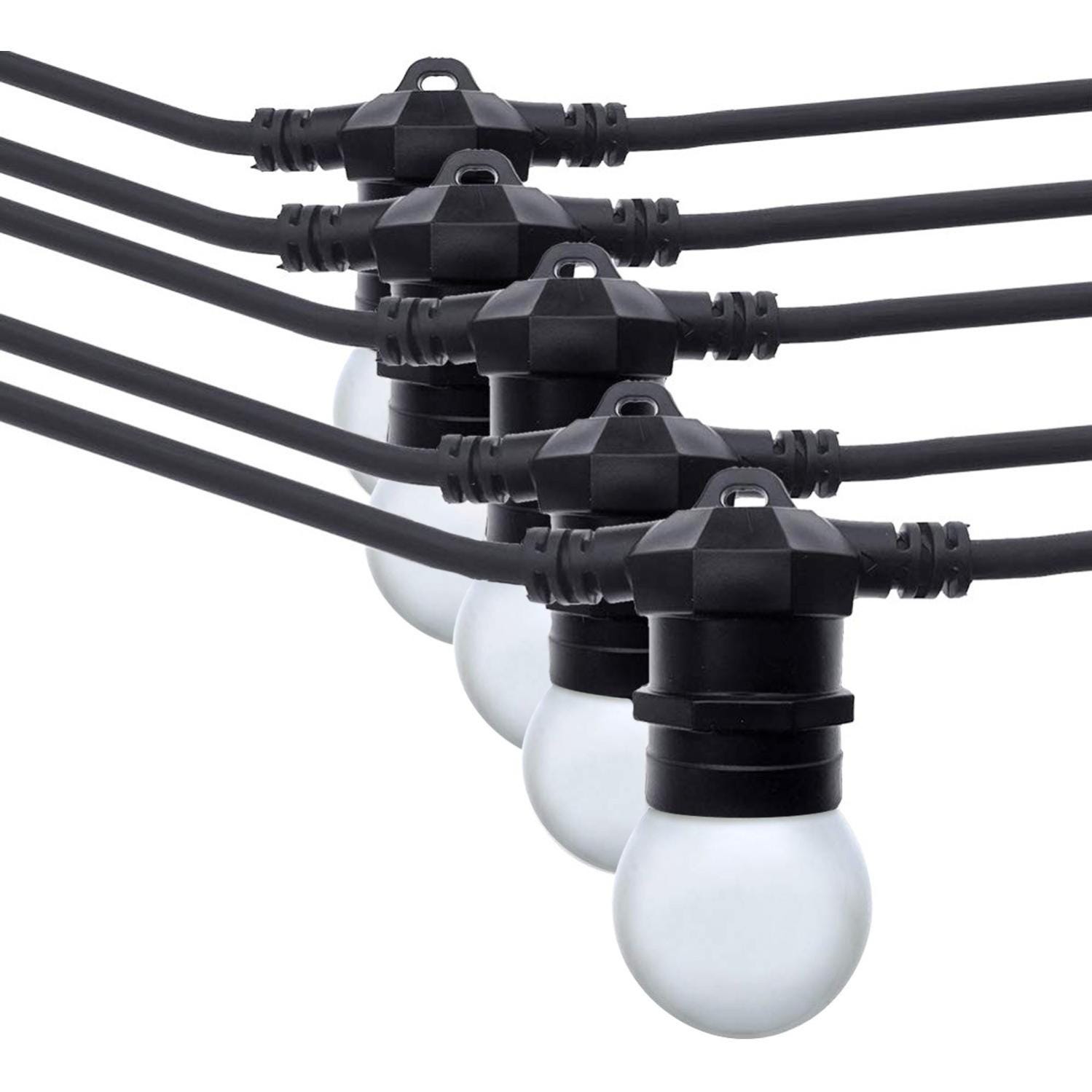 Generico Catenaria Cordoniera Catena Di Luci LED E27 10 Metri Bianca Per Esterno Prolungabile 10 Lampadine Led E27 4W 2700k Calda A60 Vetro - Foto 9