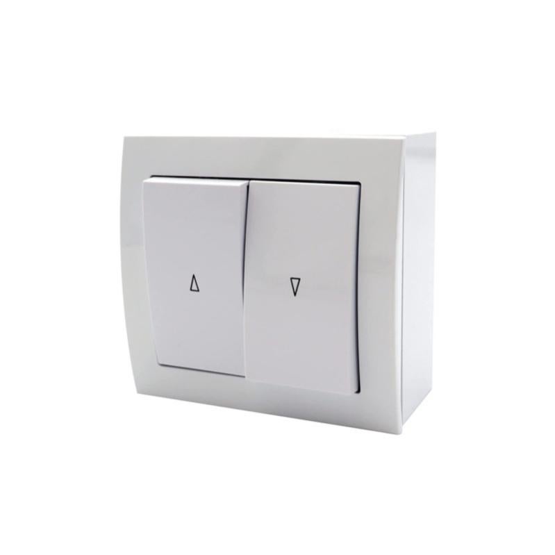 Interrupteur à Boutons Poussoirs, Encastrable ou Pose en Applique, Blanc, Montée et Descente