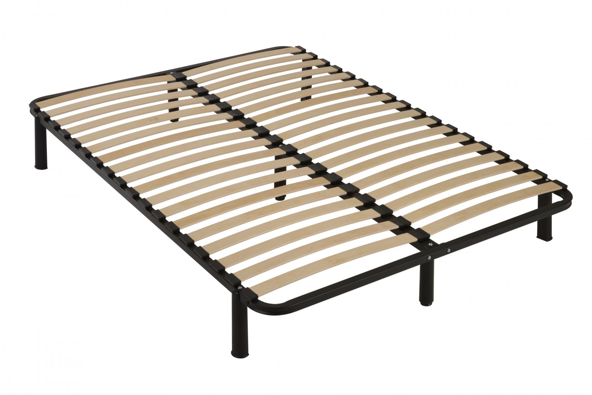 Sommier à Lattes 140x200 Cm Avec Pieds - 40 Lattes En Bois, 7 Pieds Acier - Pour Lit 2 Personnes, Montage Facile