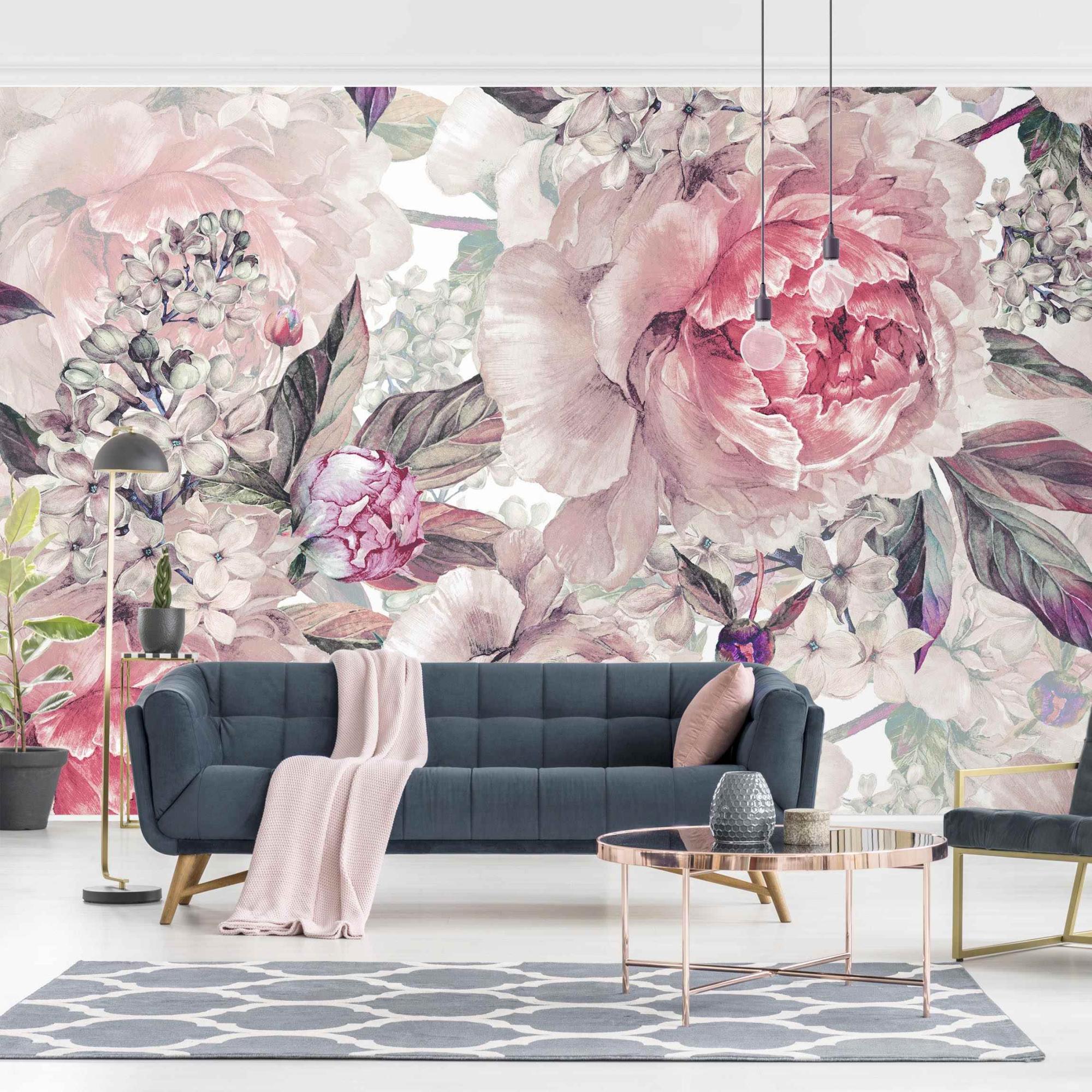Tableau Toile Intissé Pivoines - Impression Murale Murando, Référence B-B-0398-b-m