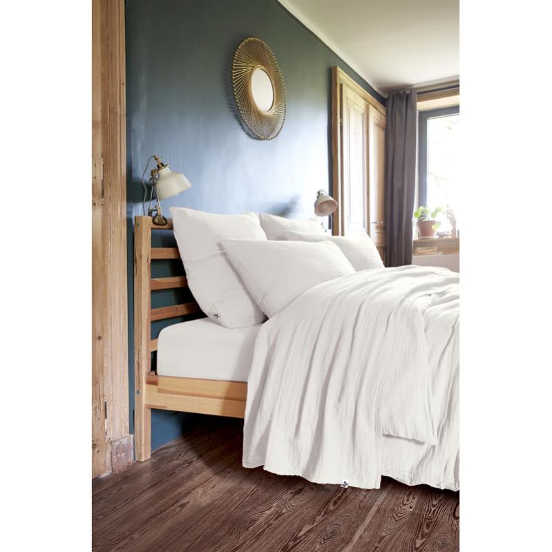 Drap housse 90 x 190 x 30 cm double gaze de coton blanc - PEPA 1 - 6