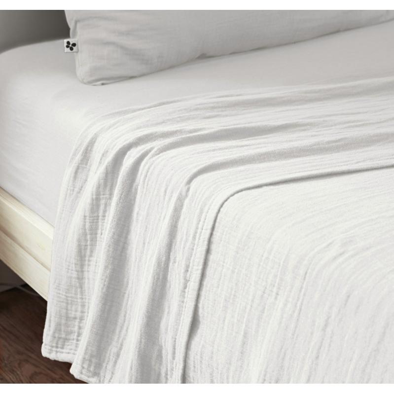 Drap housse 90 x 190 x 30 cm double gaze de coton blanc - PEPA 1 - 5