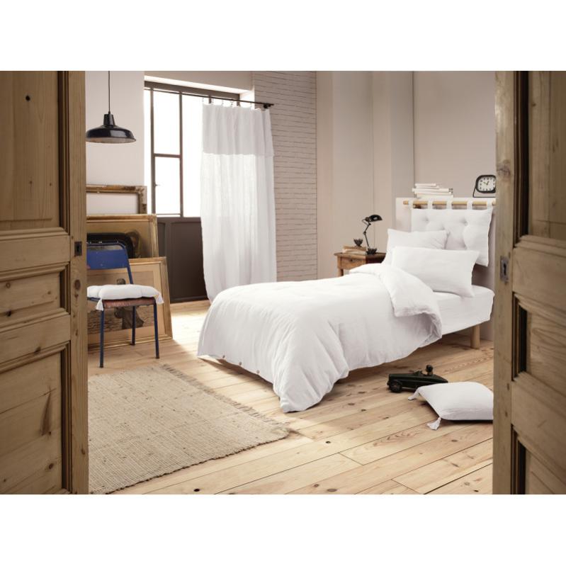 Drap housse 90 x 190 x 30 cm double gaze de coton blanc - PEPA 1 - 2