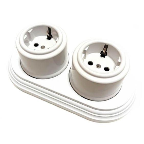 Prise de surface en porcelaine blanche 16A 230V - 3