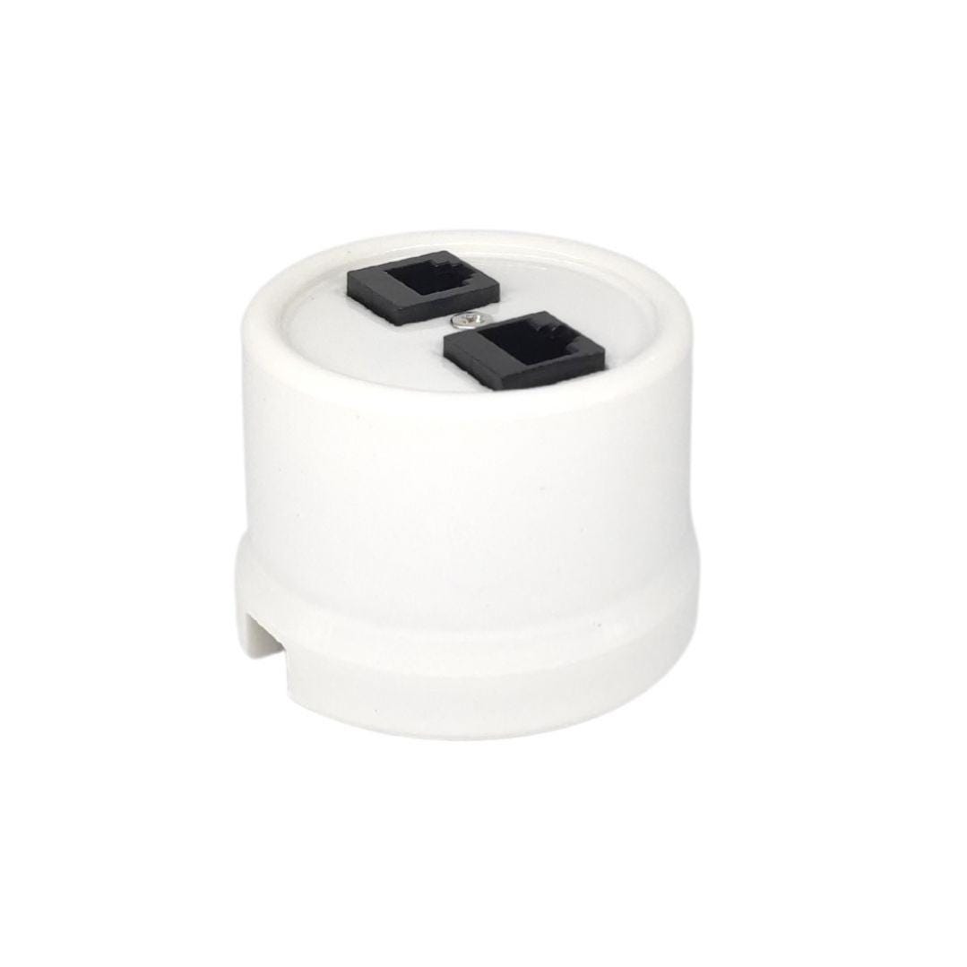 Prise RJ11-RJ45 à surface en porcelaine blanche | Leroy Merlin