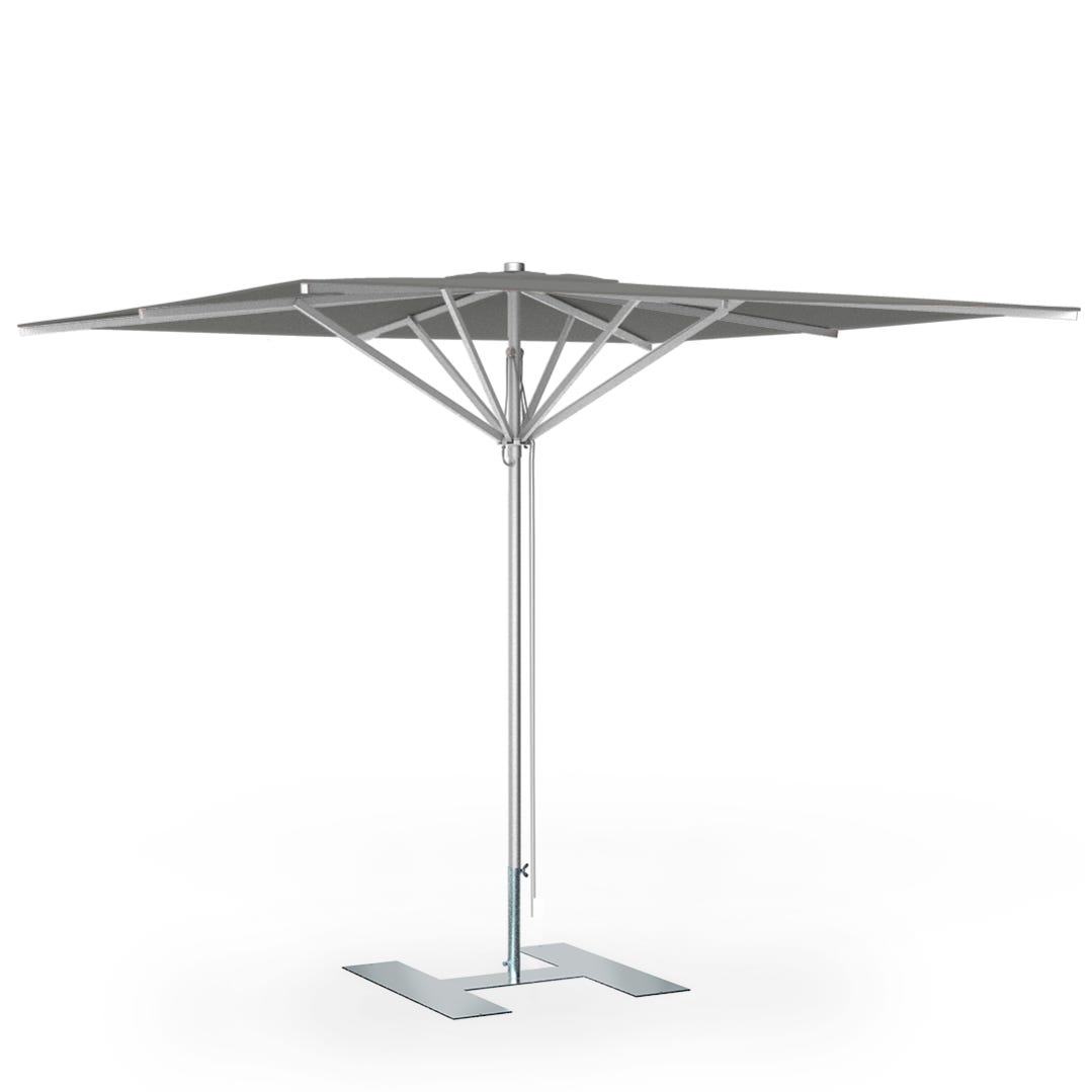Parasol De Terrasse Double Face 4.5 M Avec Base - Toile Anti-UV Et LED Solaires - Rectangulaire Pour Grande Table