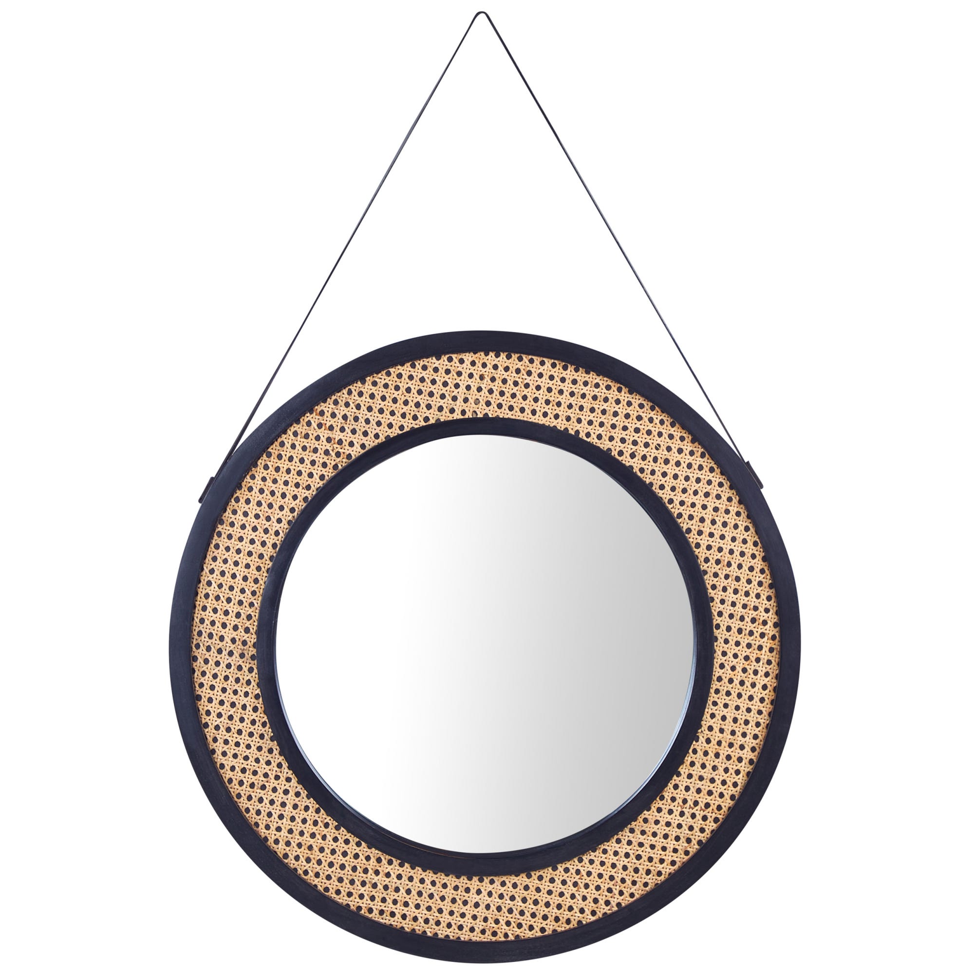 Appendiabiti da parete Nero Legno composito e rattan naturale | Leroy Appendiabiti da parete Nero Legno composito e rattan naturale | Leroy