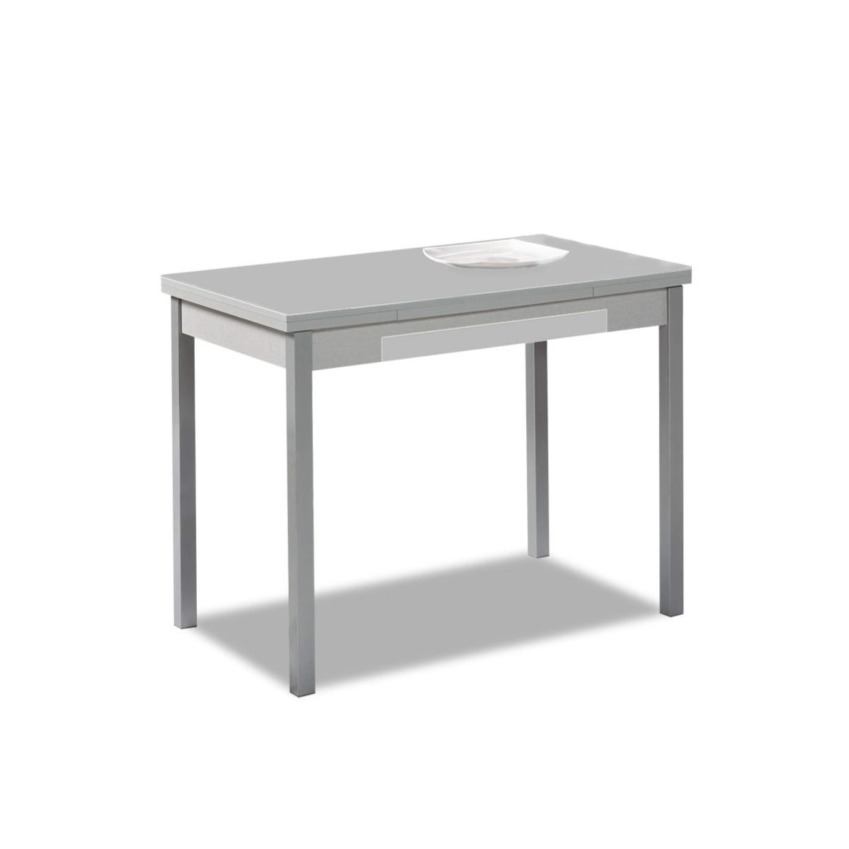 Mesa de cocina extensible 2 alas - 90x50 cm (140x50 cm) - estructura color aluminio- tapa y alas laminado color gris