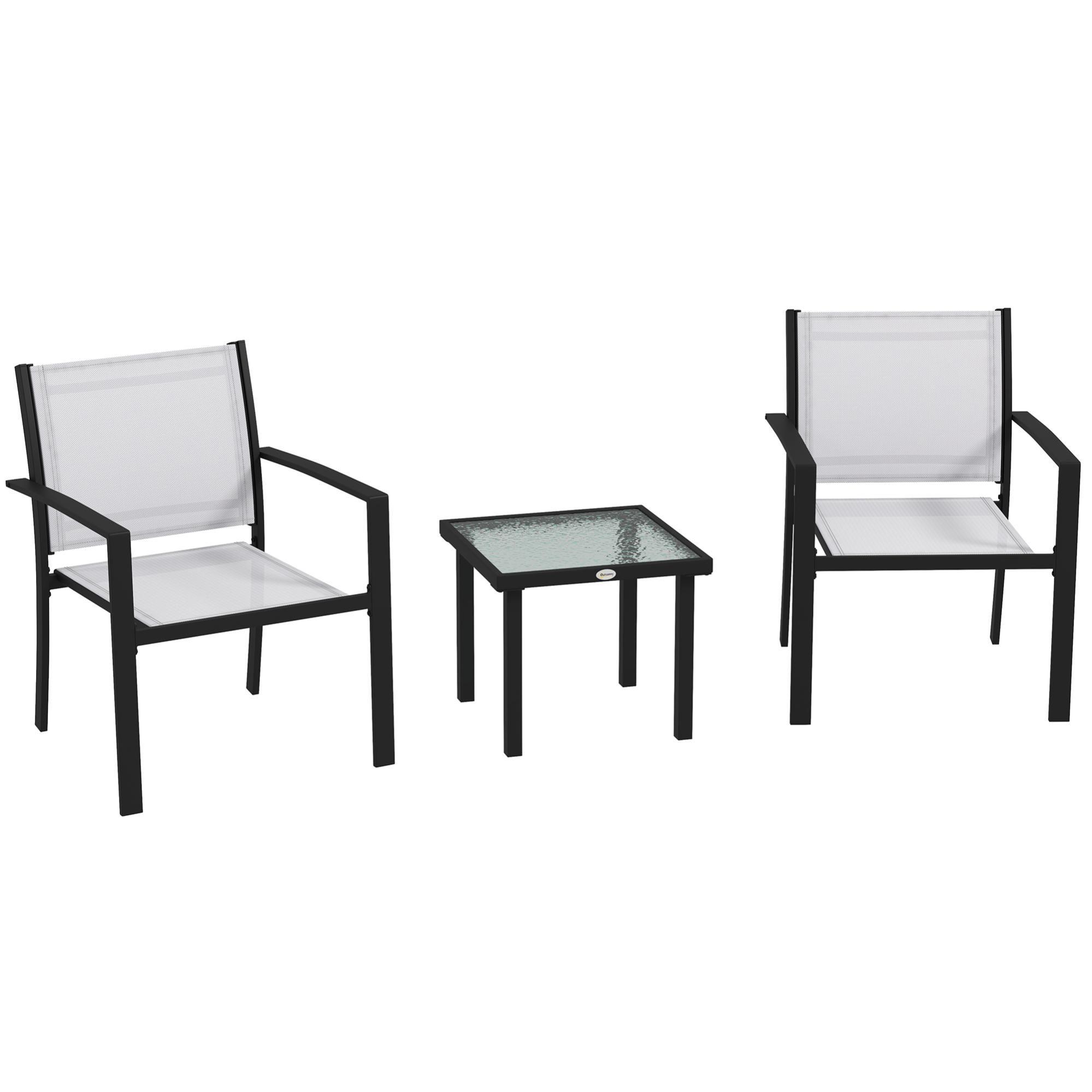 Outsunny Set 4 Sedie Da Giardino Impilabili, Textilene Traspirante, Struttura Acciaio, Con Braccioli, Marrone, 58x65x85 Cm