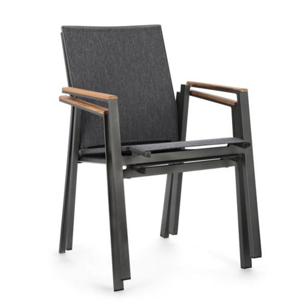 Sedia Da Esterno In Alluminio E Textilene Con Braccioli Cameron