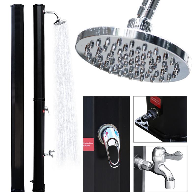 GOPLUS Douche Solaire Extérieure 217cm 38L - Température & Pression Réglables, Pommeau Pivotant Et Robinet Bas Niveau, Douche Jardin Argent