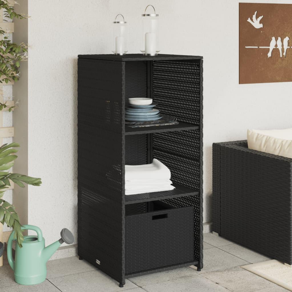 Armadietto Portaoggetti da Giardino Nero 59x40x180cm Polyrattan