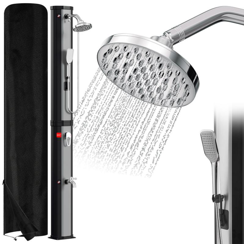 Doccia Solare Esterna RELAX4LIFE 60 L, Altezza 277 Cm, Con Testa Girevole E Rubinetto Per Piedi