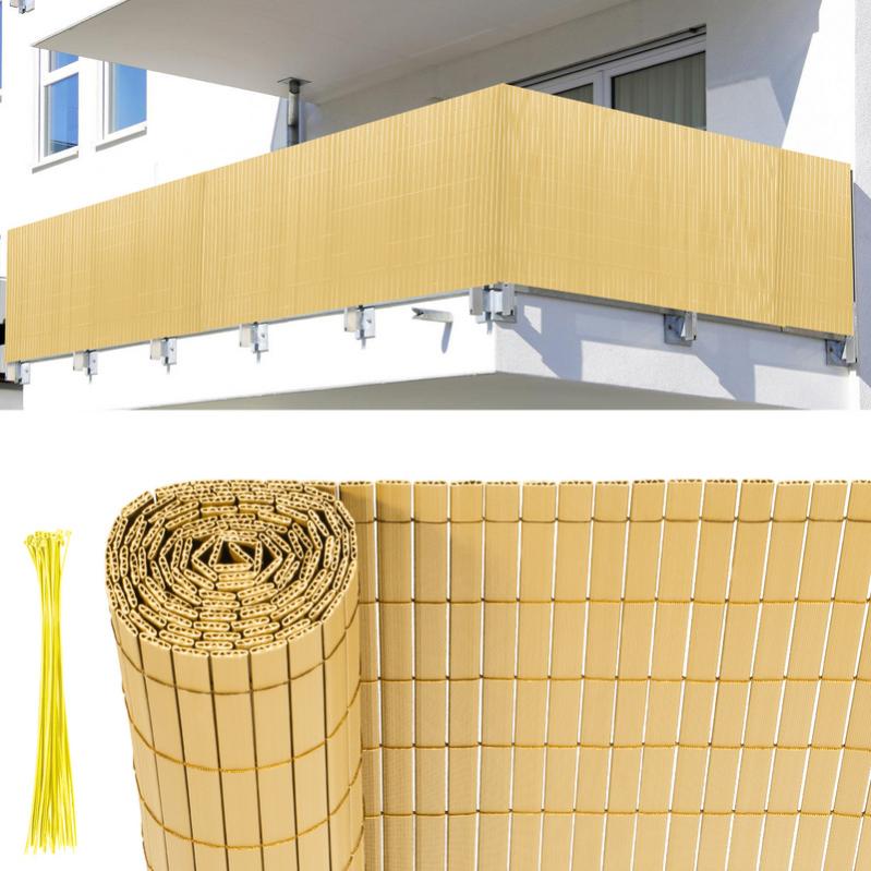 Protettivi per Balconi 110 x 1000 cm Protezione Della Privacy Frangivento in,Anti-Uv Pannello per Recinzione Schermo La Privacy con Fascette per Balcone, Giallo sabbia