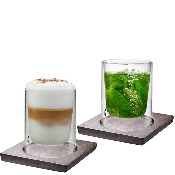GEFU Mira Bicchiere In Vetro Borosilicato A Doppia Parete 350 Ml, Trasparente, Per Cappuccino, Tè, Cocktail E Dessert
