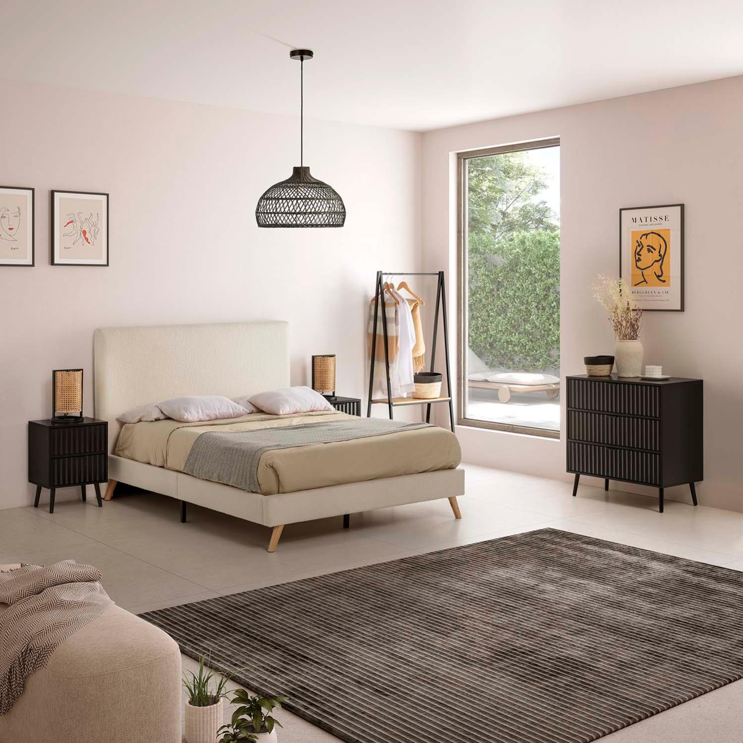 Table de chevet Lluvia 2 tiroirs couleur noir - 8