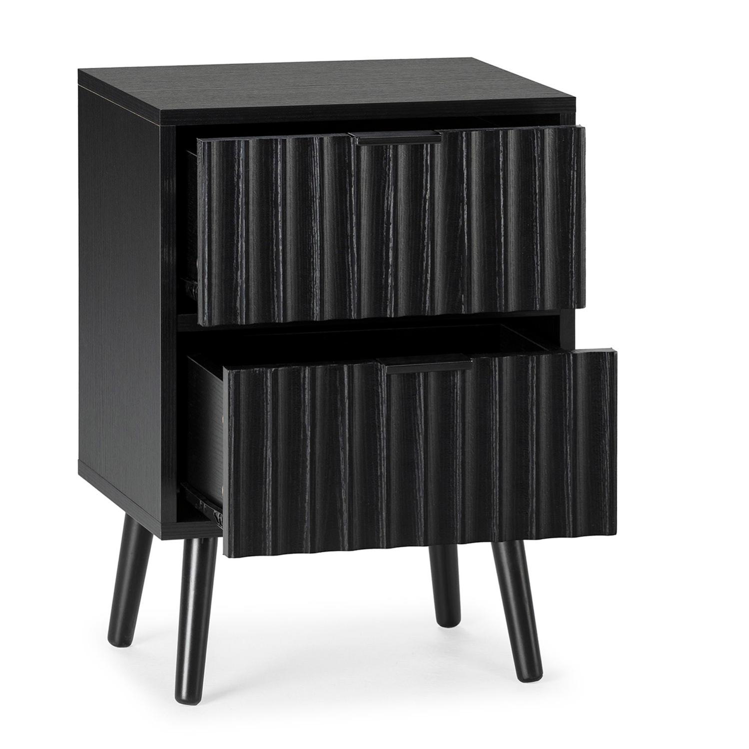 Table de chevet Lluvia 2 tiroirs couleur noir - 3