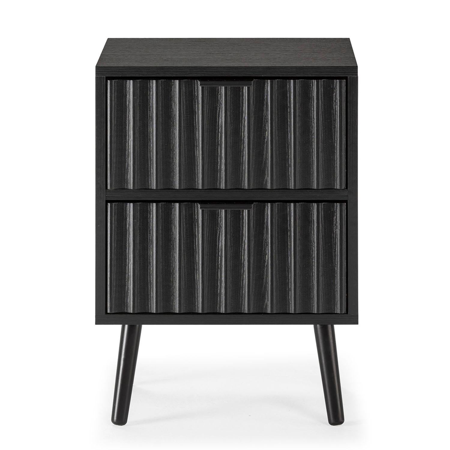 Table de chevet Lluvia 2 tiroirs couleur noir - 4