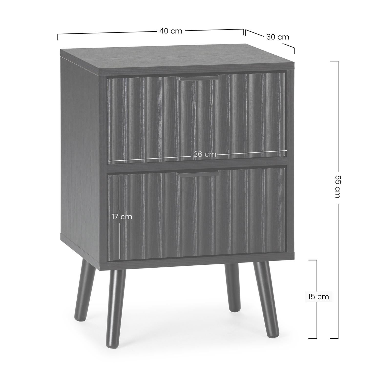 Table de chevet Lluvia 2 tiroirs couleur noir - 7