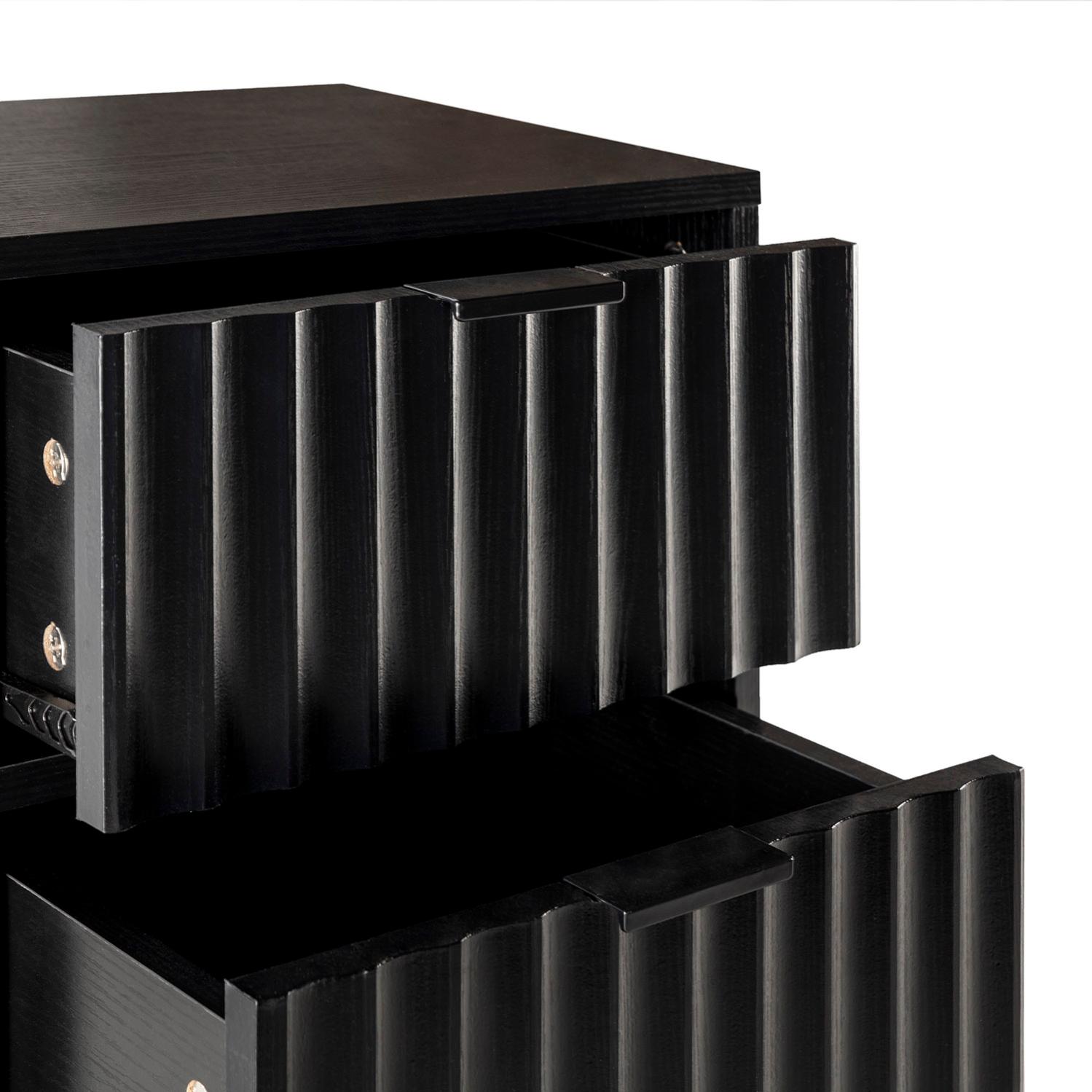 Table de chevet Lluvia 2 tiroirs couleur noir - 6