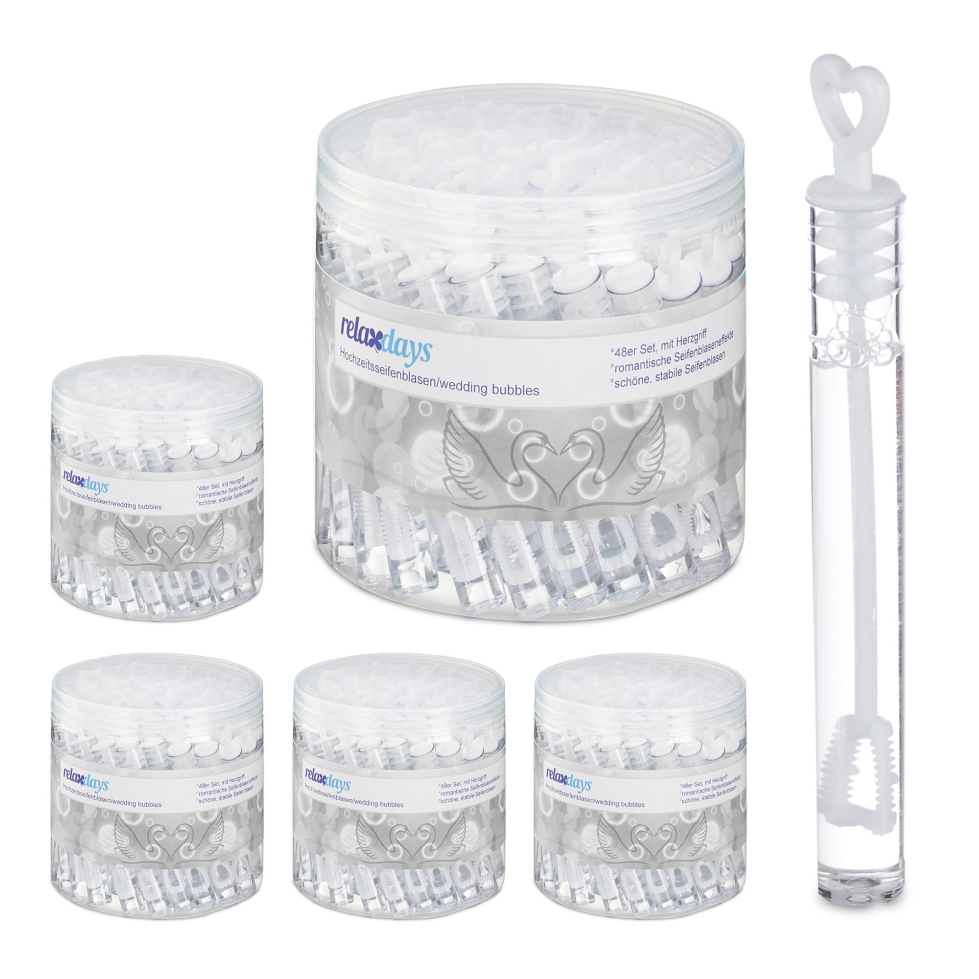 Relaxdays Bolle di Sapone Matrimonio, 24 Tubetti, Impugnatura a Cuore, Idea Regalo per Bomboniere Bubble Wedding, Bianco