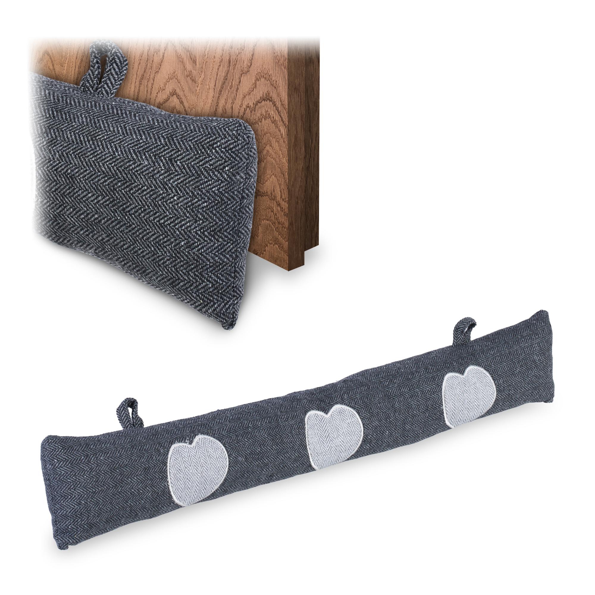 Relaxdays Boudin de porte isolant, pour porte et fenêtre, tissu et sable, antifroid, 76 cm