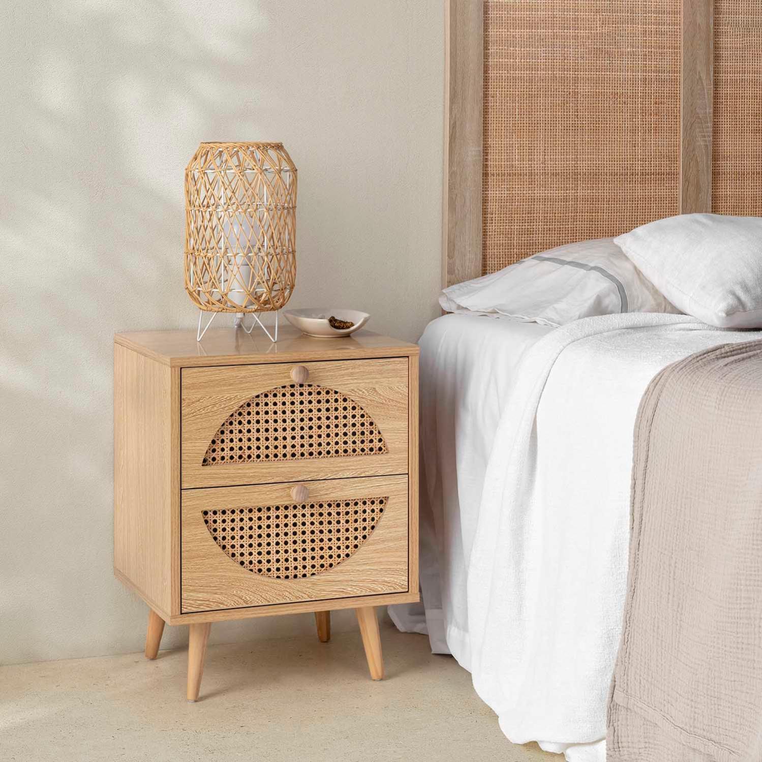 Mesita de noche Luna 2 cajones color Roble - 2