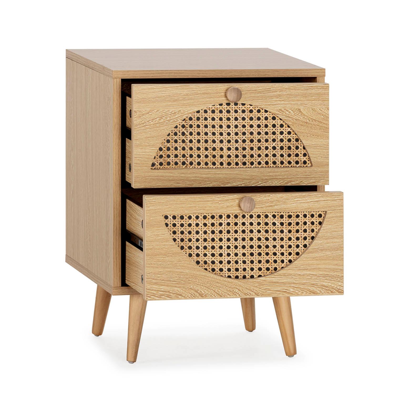 Mesita de noche Luna 2 cajones color Roble - 3