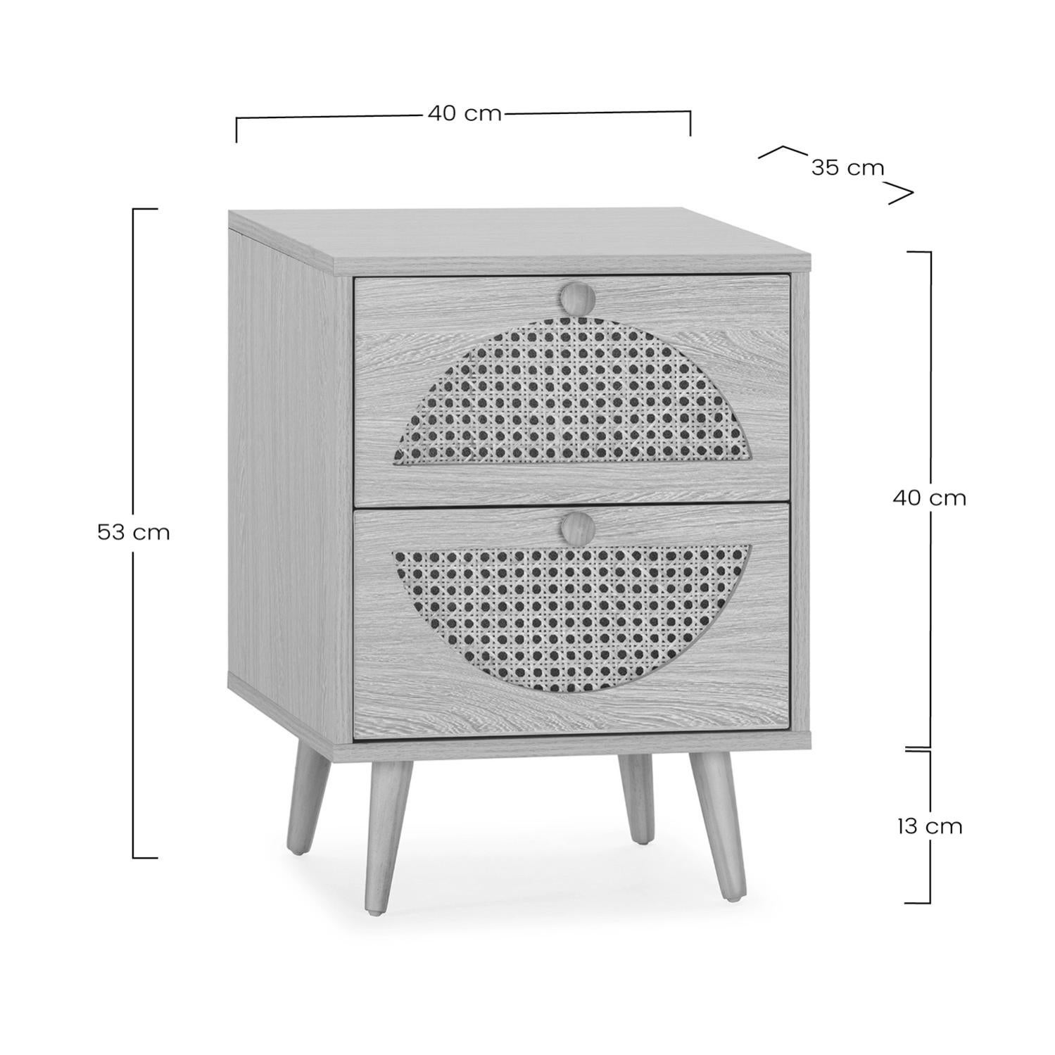 Mesita de noche Luna 2 cajones color Roble - 7