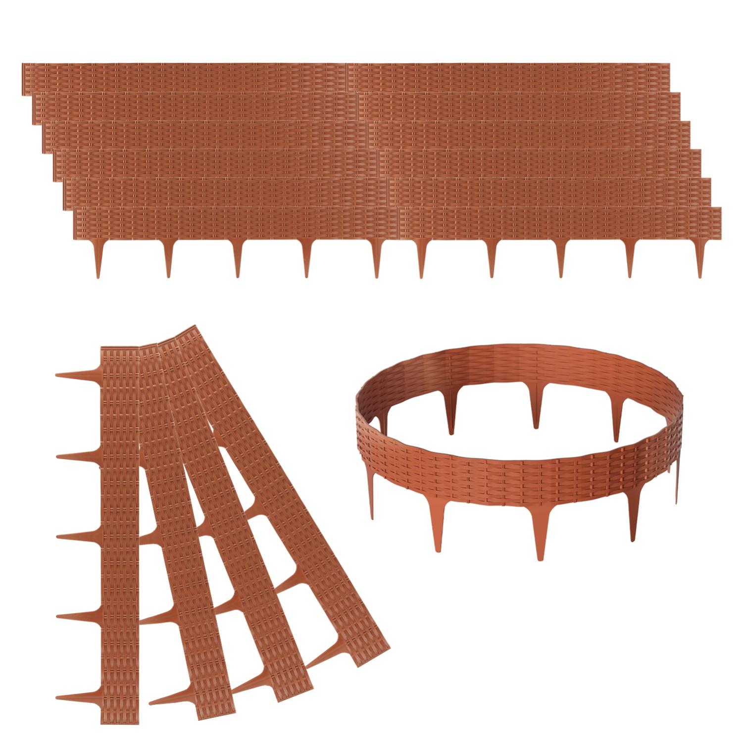 Bordo Per Aiuole Da Giardino 8,4 M Effetto Legno | Palizzate In Plastica PP 28x24 Cm (30 Pezzi) | Recinzione Per Prati E Aiuole | Resistente UV E Gelo