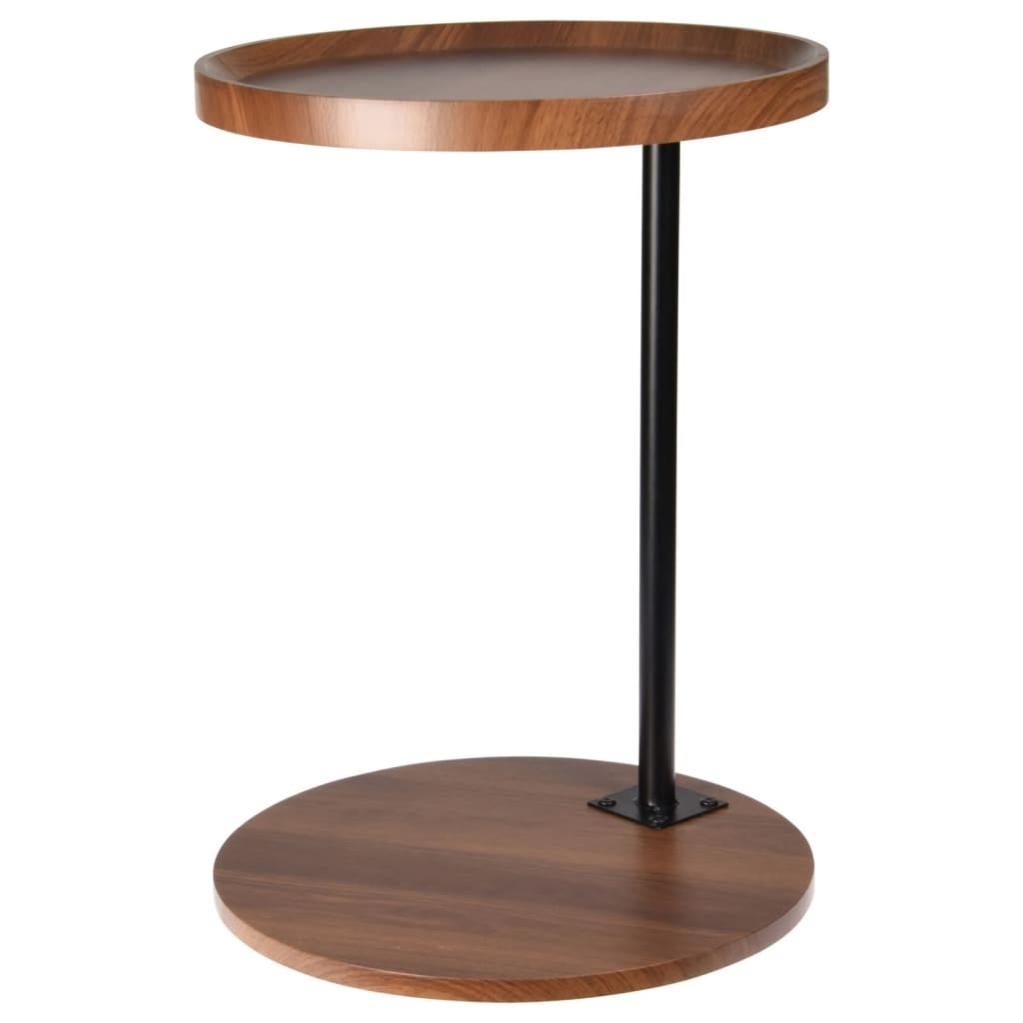 Table D’appoint Coemo Tamy – 2 Niveaux Ronds – Aspect Bois Marron, Cadre Métal Noir – 55 Cm De Haut – Pour Salon, Chambre, Couloir - 6
