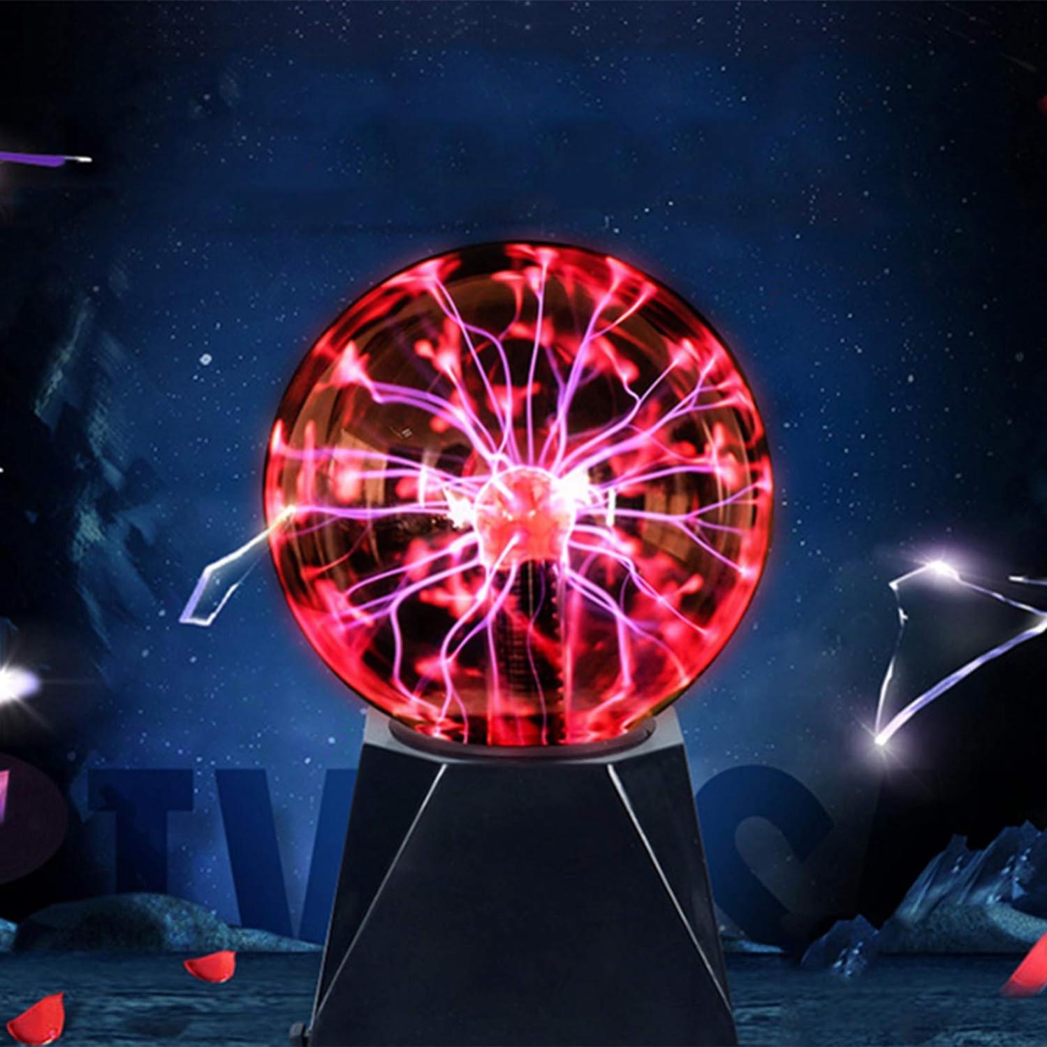 Lampe Boule De Plasma 5 Pouces Lumière Rouge - Sphère Ionique Tactile Et Vocale